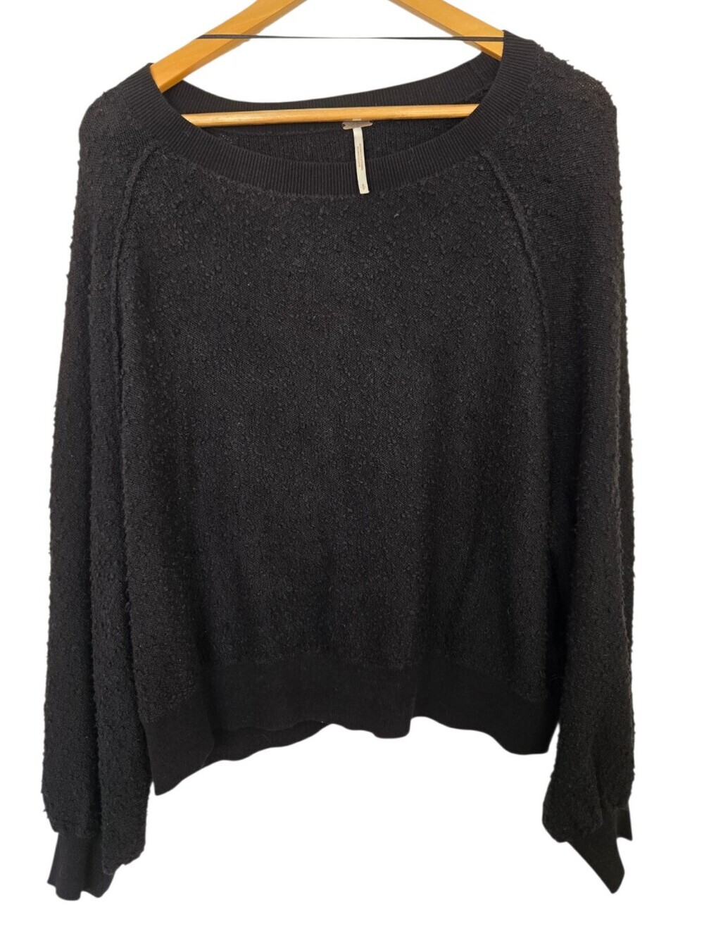✨ Free People Black Textured Knit Sweater Small ✨ - Picture 2 of 4